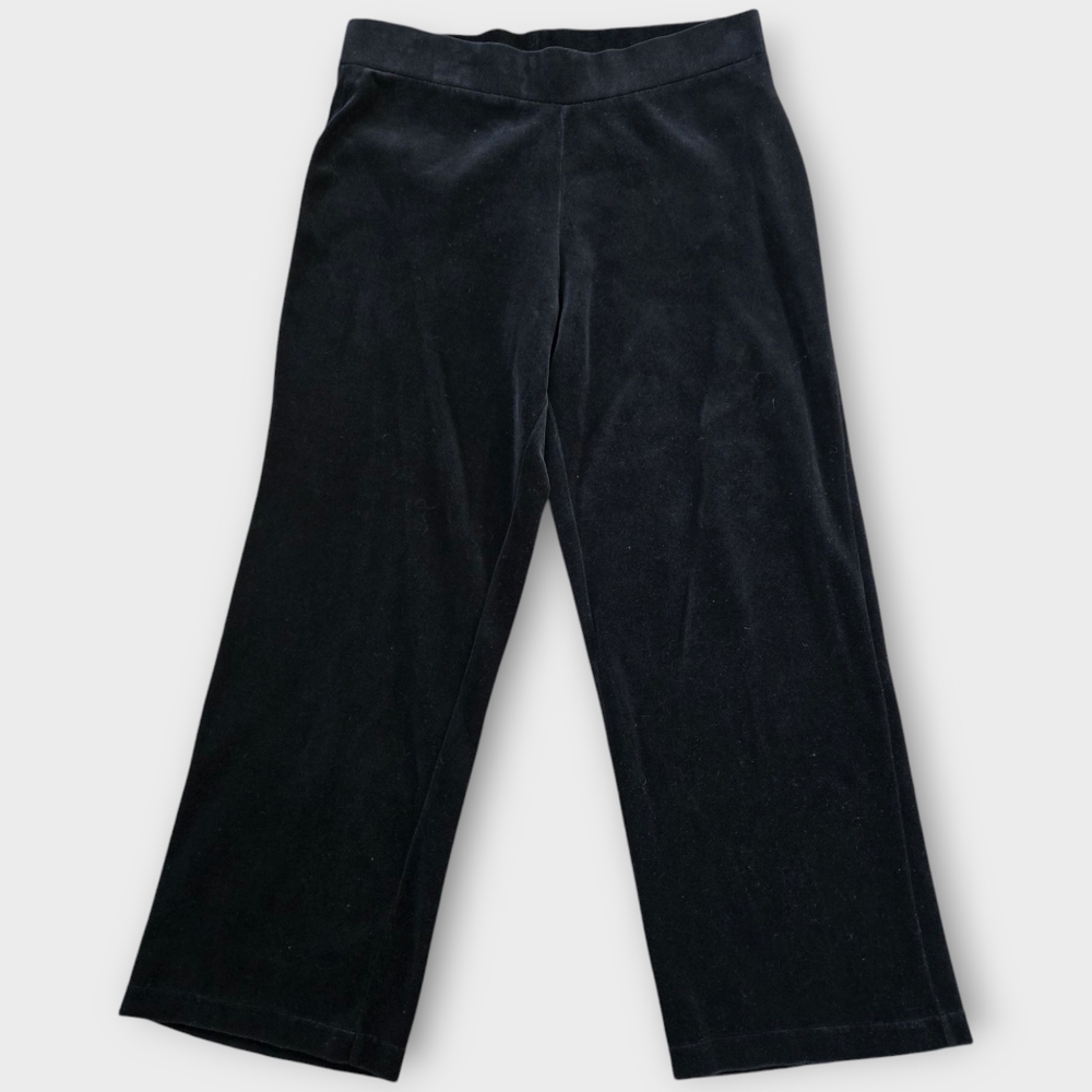 Coldwater Creek Black Velour Pull On Pants Size MP Wide Leg Comfortable
